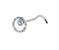 Ring in Stone Silver Curved Nose Stud NSKB-645